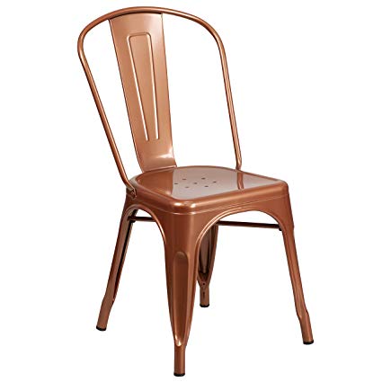 Amazon.com: Flash Furniture Copper Metal Indoor-Outdoor Stackable