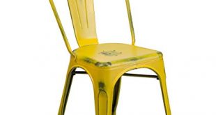 Amazon.com: Flash Furniture Distressed Yellow Metal Indoor-Outdoor