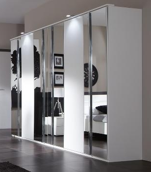 Hugos Extra Large White 6 Door Wardrobe with Mirrored Doors