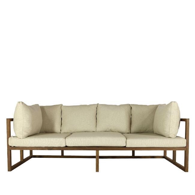 Stockholm - Mid Century Modern Sofa - 3 Seats - Walnut | White on