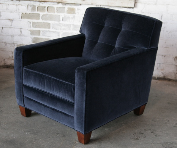 Modern Navy Velvet Club Chair with Tufted Back - Upholstery Sets