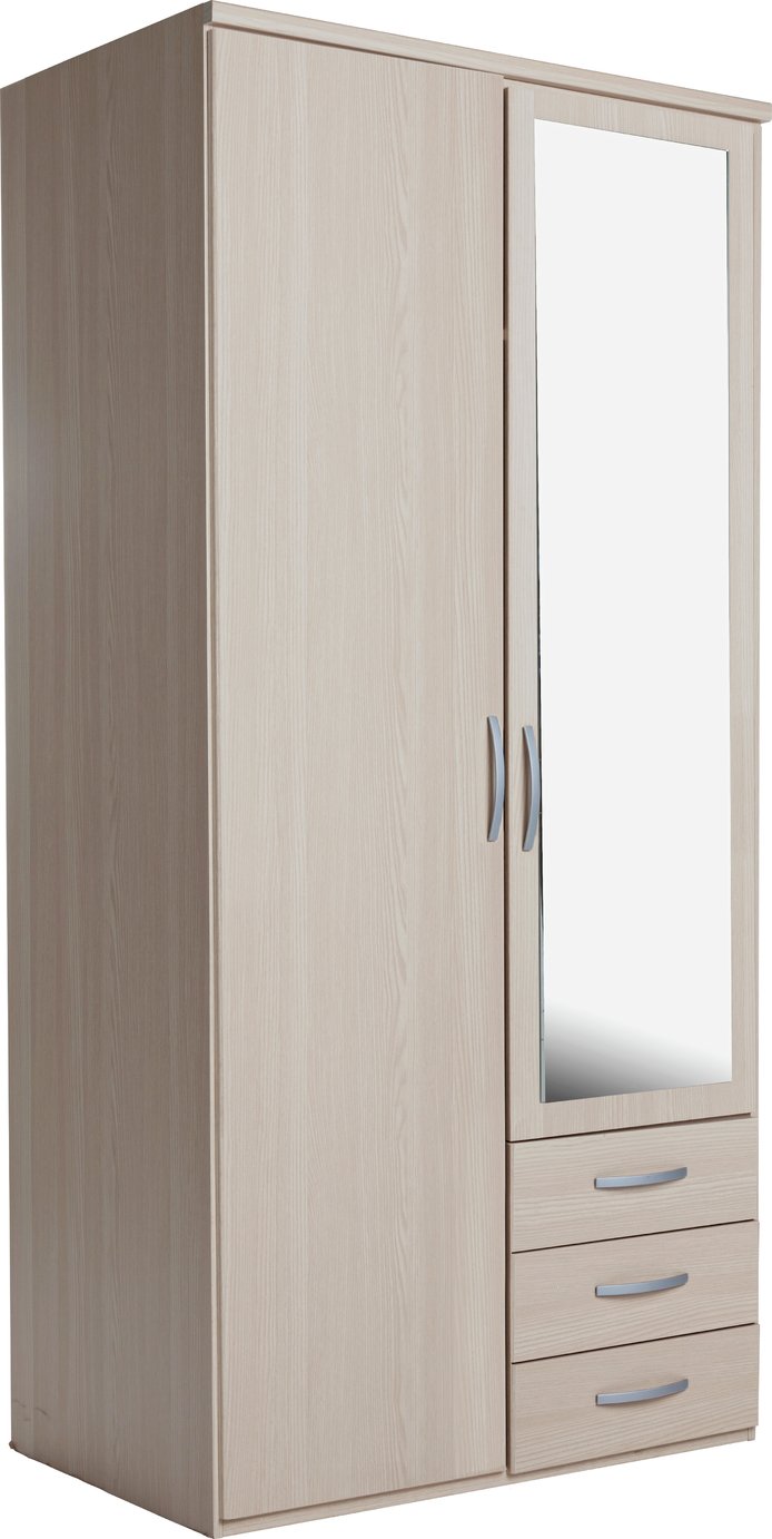 Buy Argos Home New Hallingford 2Dr 3Drw Mirror Wardrobe - L Oak