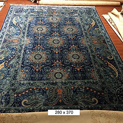 Amazon.com: 9'x12' Large Blue Pure Silk Handmade Persian Rugs