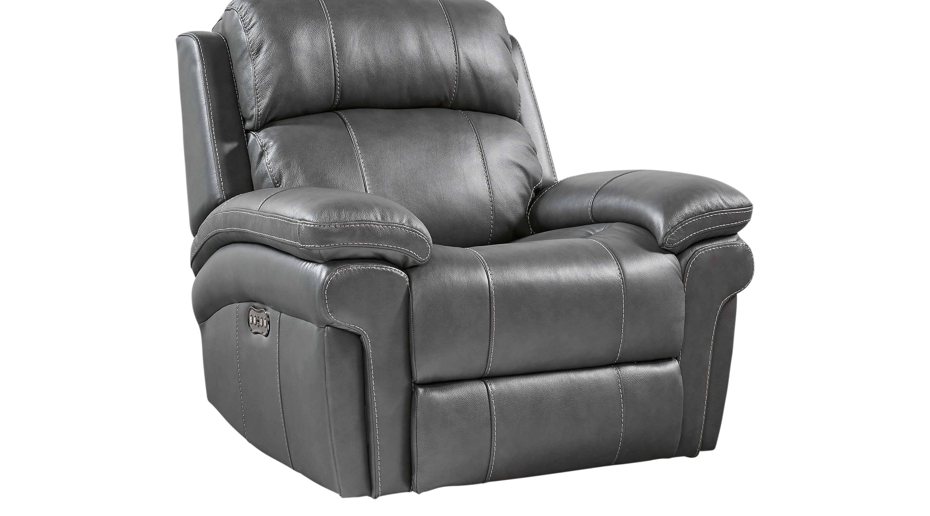$799.99 - Trevino Smoke Leather Power Recliner - Reclining