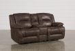 Calder Brown Power Reclining Loveseat W/Console | Living Spaces