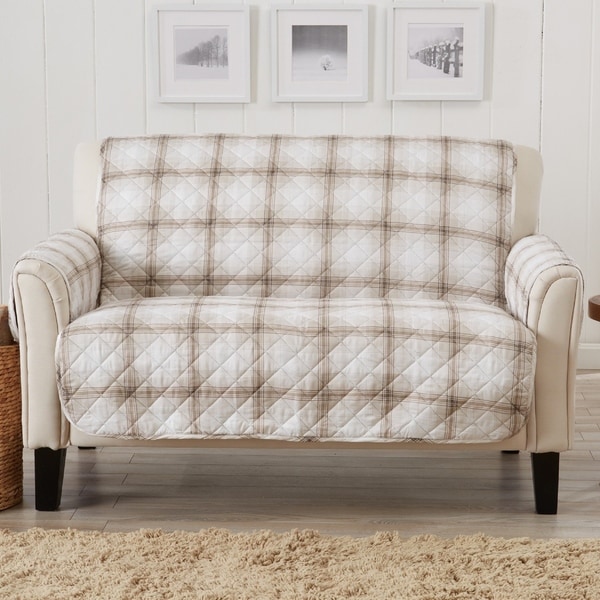 Shop Great Bay Home Stain Resistant Plaid Printed Loveseat Furniture