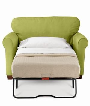 Twin bed pull-out great for a tiny home. And it's a beautiful green