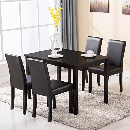 Uenjoy 4 Family 5 Piece Dining Table Set 4 Chairs Wood Kitchen