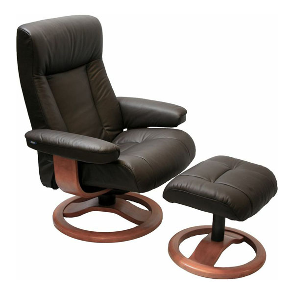 Scansit 110 Ergonomic Leather Recliner Chair + Ottoman Scandinavian