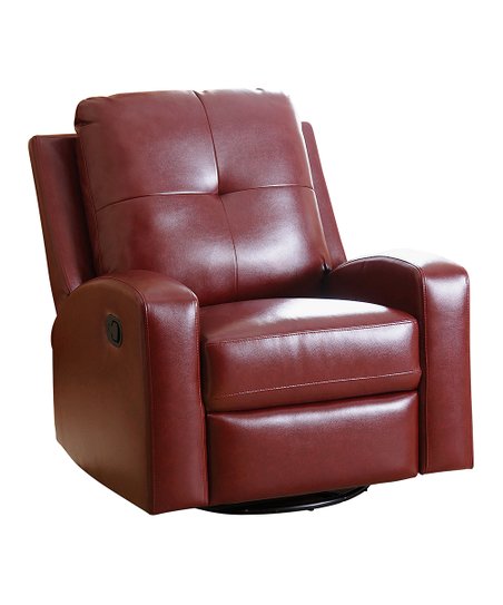 Red Stevens Bonded Leather Swivel Reclining Armchair | Zulily