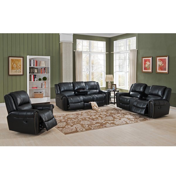 Shop Houston Leather Reclining Sofa, Loveseat and Chair Set - Free