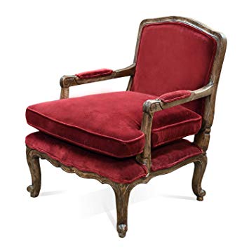 Homescapes Maroon 'Marrie' French Style Velvet Armchair Handcrafted