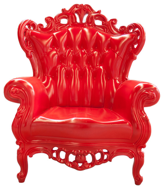Full Polyurethane King Armchair, Red - Eclectic - Armchairs And