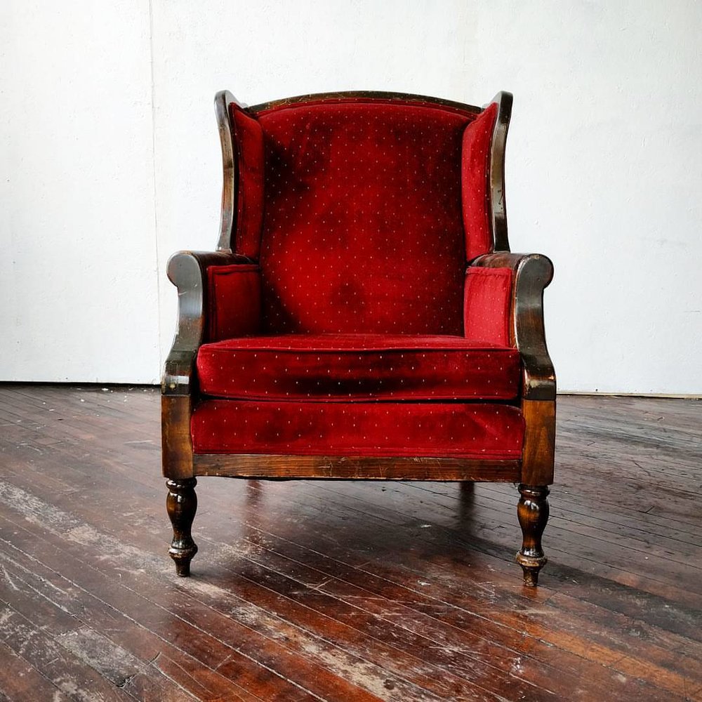 Scarlett O'Chair - Red Armchair u2014 Something Old Dayton