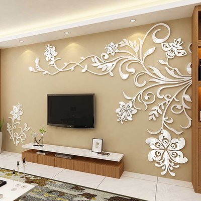 Acrylic wall stickers Wonderful TV Background Decoration Flowers