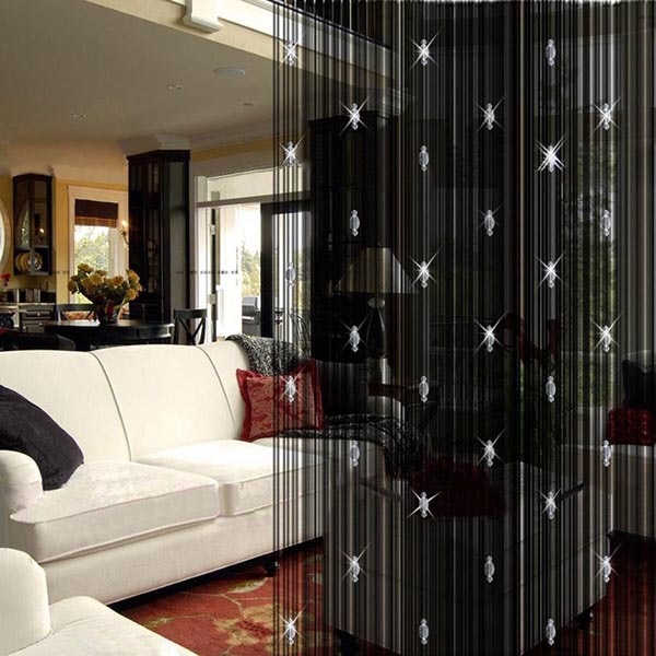 Elegant String Curtain With 3 Beads Tassels Door Window Panel Room