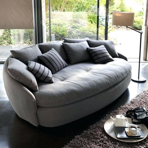 Pleasing Graceful Round Loveseat Sofa Curved Design Furniture Grey