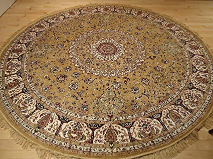 Amazon.com: Persian Silk Gold Round Rug 6x6 Circle Shape Rugs Floor