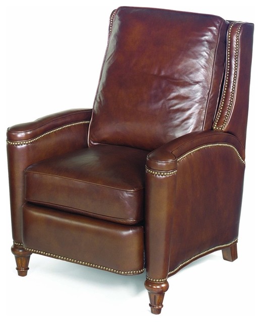 Leather Recliner W Cushioned Seat And Back Traditional Home Theater