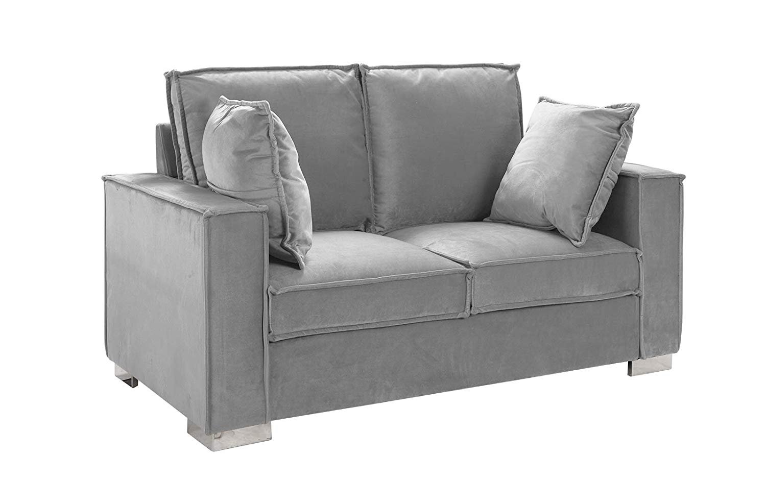 Classic Brush Microfiber Sofa, Small Space Loveseat Couch (Light