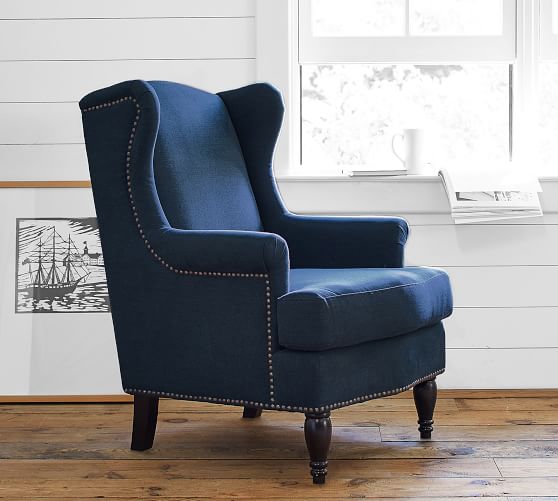 SoMa Delancey Petite Wingback Upholstered Armchair | Pottery Barn