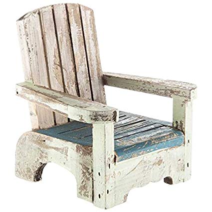 Amazon.com: Small Blue & White Rustic Wood Beach Chair Decor: Home