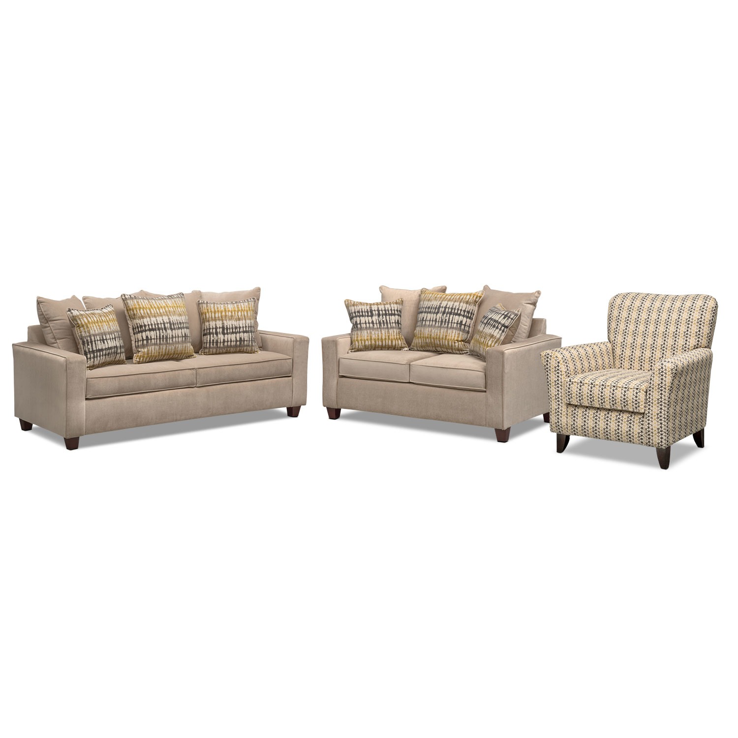 Bryden Sofa, Loveseat and Accent Chair Set | Value City Furniture