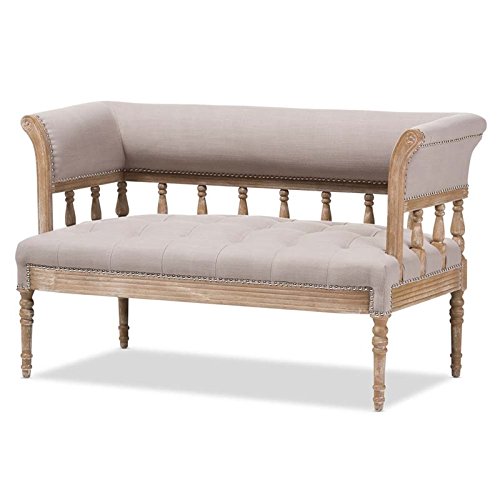 Amazon.com: Baxton Studio Nora Linen Upholstered Sofa Settee in