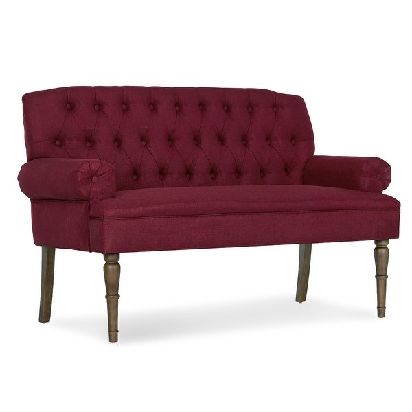 Shop Belleze Mid-Century Upholstered Wood Legs, Vintage Sofa Settee