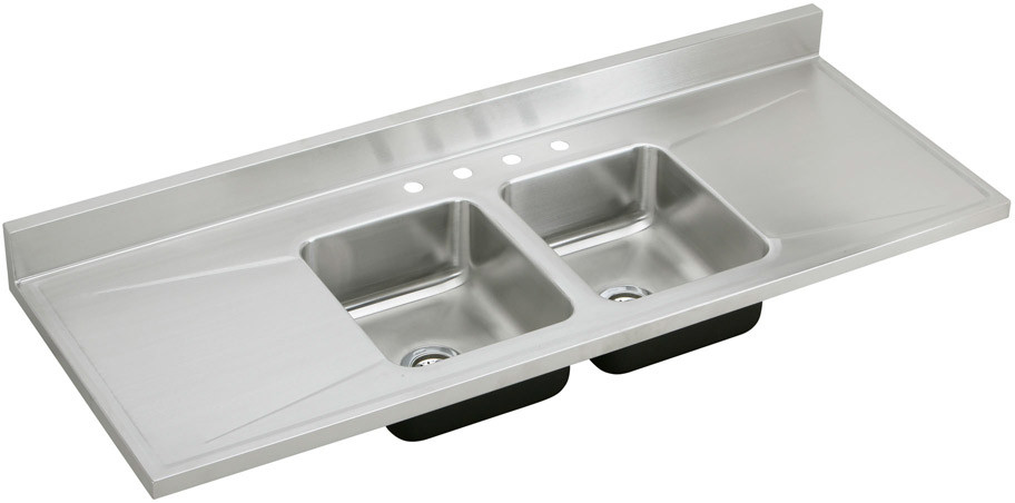 Elkay D66294 66 Inch Work Top Double Bowl Stainless Steel Sink with