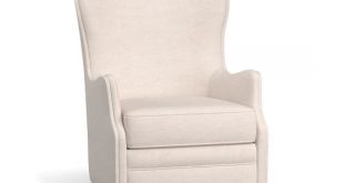 Oliver Upholstered Wingback Swivel Armchair | Pottery Barn