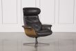 Amala Dark Grey Leather Reclining Swivel Chair | Living Spaces
