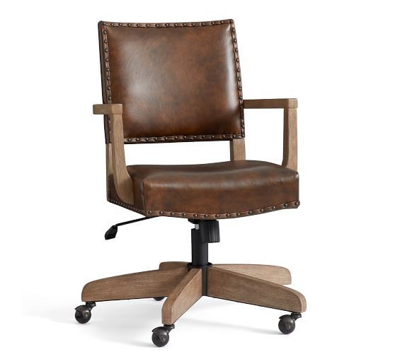 Manchester Leather Swivel Desk Chair | Pottery Barn