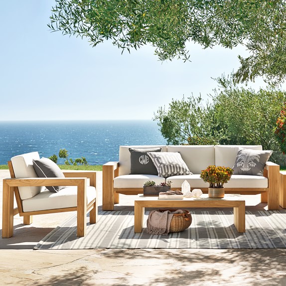 Larnaca Outdoor Teak Sofa, 3-Seat | Williams Sonoma