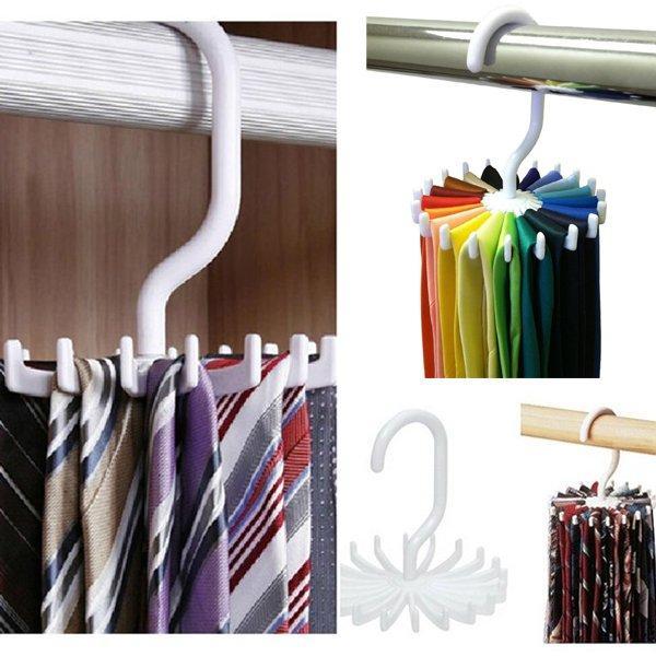 Tie Rack Belt Holders Tie Racks Organizer Hanger Closet 20 Hooks