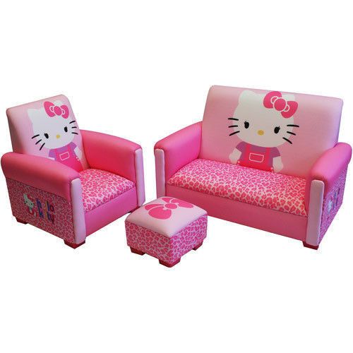New HELLO KITTY Sofa Chair Ottoman Couch Kid Toddler Girl Bed Room
