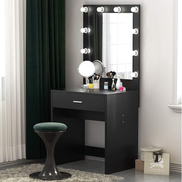 Shop Makeup Vanity with Lighted Mirror, Dressing Table, Dresser Desk