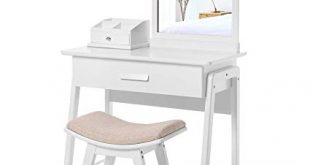 Amazon.com: SONGMICS Vanity Table Set with Square Mirror and Makeup