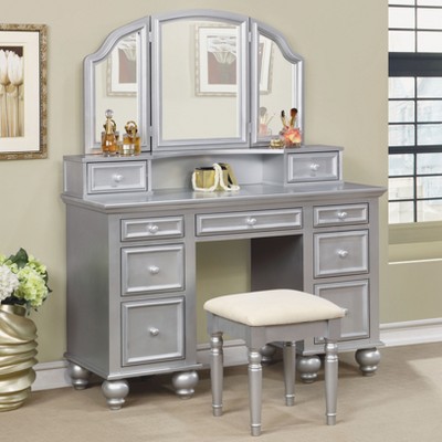 Branson Transitional Vanity Table Set Silver - HOMES: Inside + Out