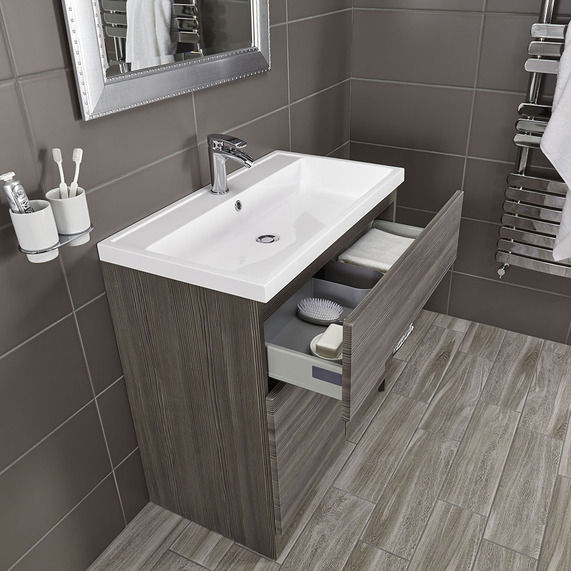 Vermont 800 Basin And Grey Avola Floor Standing Vanity Unit | bathstore