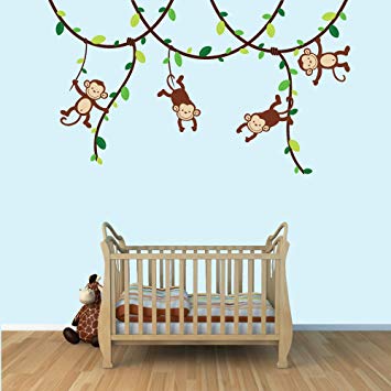 Amazon.com : Green and Brown Monkey Wall Decal for Baby Nursery or