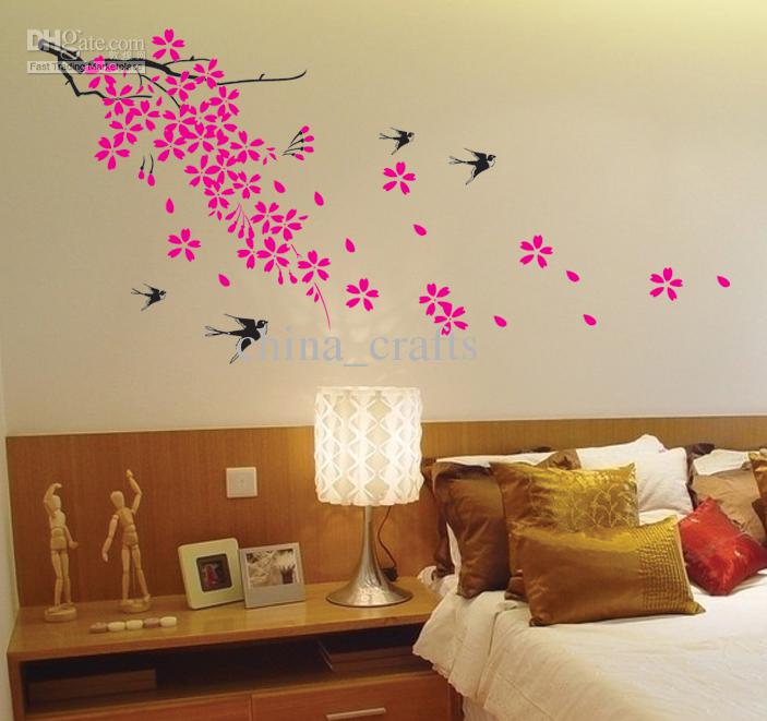 Wholesale Removable Swallow And Flowers Wall Stickers Living Room