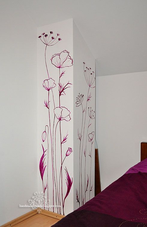 hand painted flowers on walls | Wall Painting (Pictura pe perete