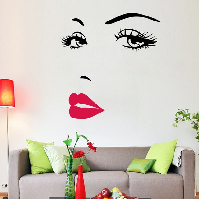 Portrait Sexy Beauty Girl Lip Eye 3d Wall Sticker Decorative Vinyl