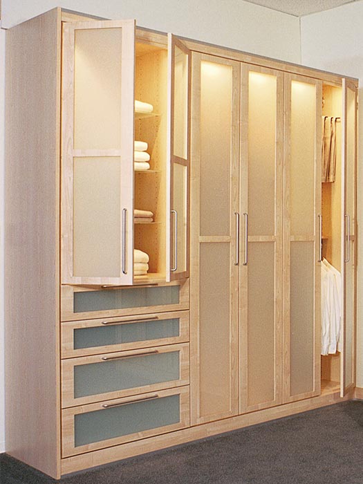 Contemporary Wardrobe with Frosted Closet Doors