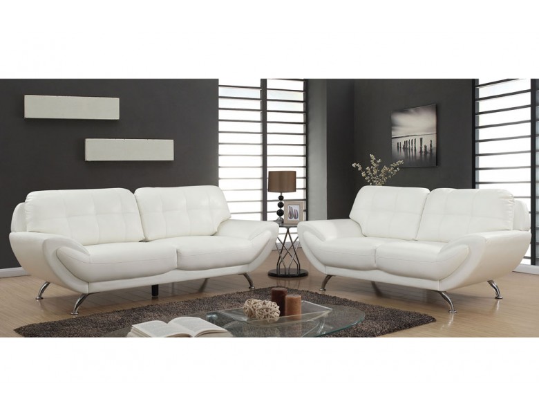 Angeline Modern White Leather Sofa