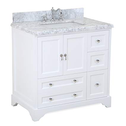 Madison 36-inch Bathroom Vanity (Carrara/White): Includes Italian