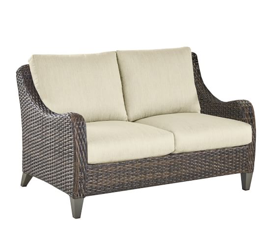 Abrego All-Weather Wicker Loveseat | Pottery Barn