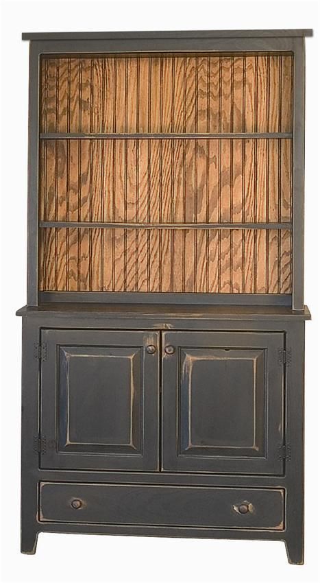Amish Biscuit Hutch in Pine Wood with Flat Top
