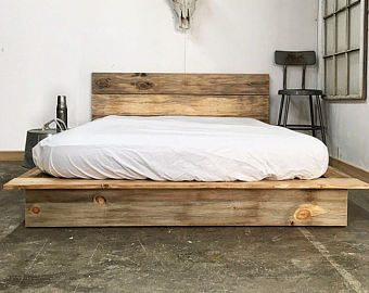 Wood bed frame | Etsy